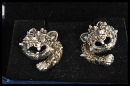 A pair of silver and marcasite designer earrings i