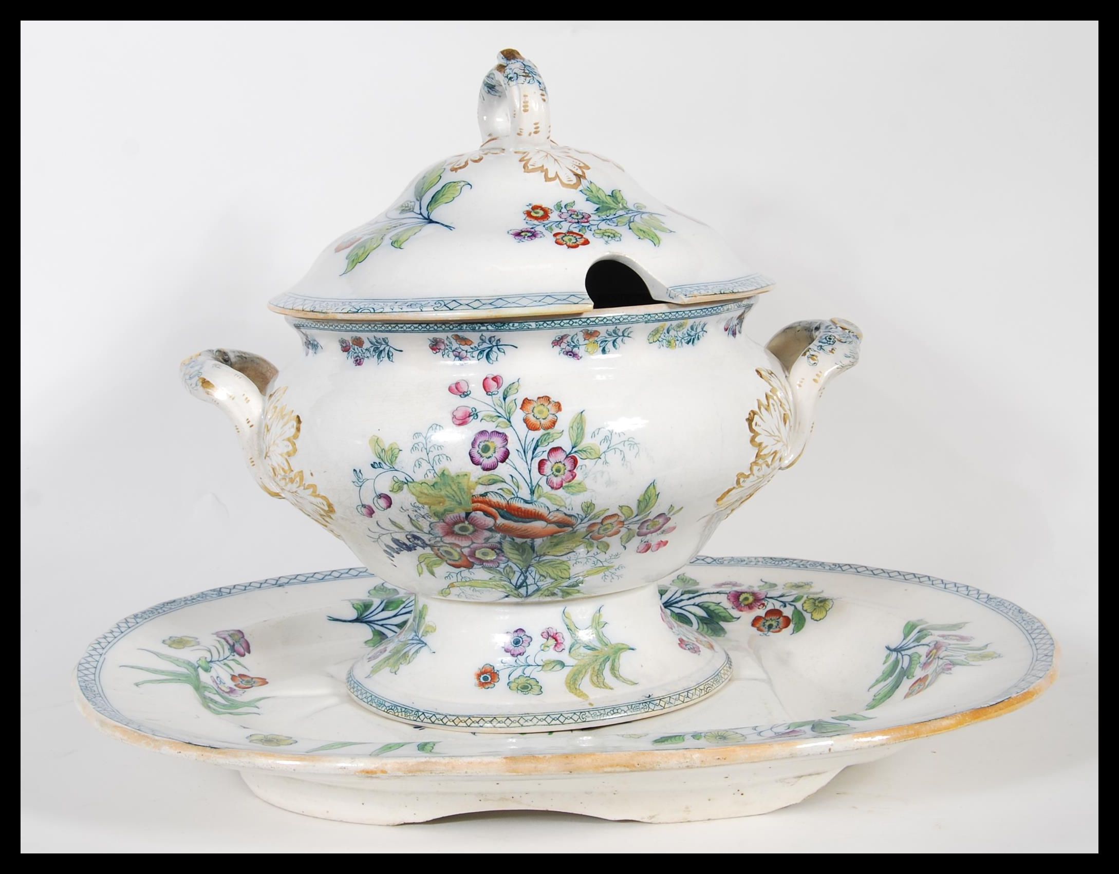 A 19th Century Victorian tureen and cover along wi