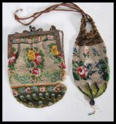 Two 19th Century Victorian beadwork purses, both h