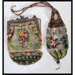 Two 19th Century Victorian beadwork purses, both h