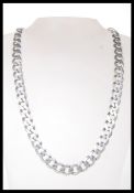 A stamped 925 silver flat linked chain necklace ha