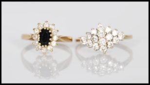 Two 9ct gold ladies dress rings to include a hallm