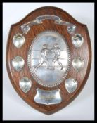 A early 20th Century armorial oak shield back boxi