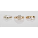 A group of three 9ct gold ladies rings to include
