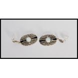 A pair of Art Deco style silver marcasite drop ear