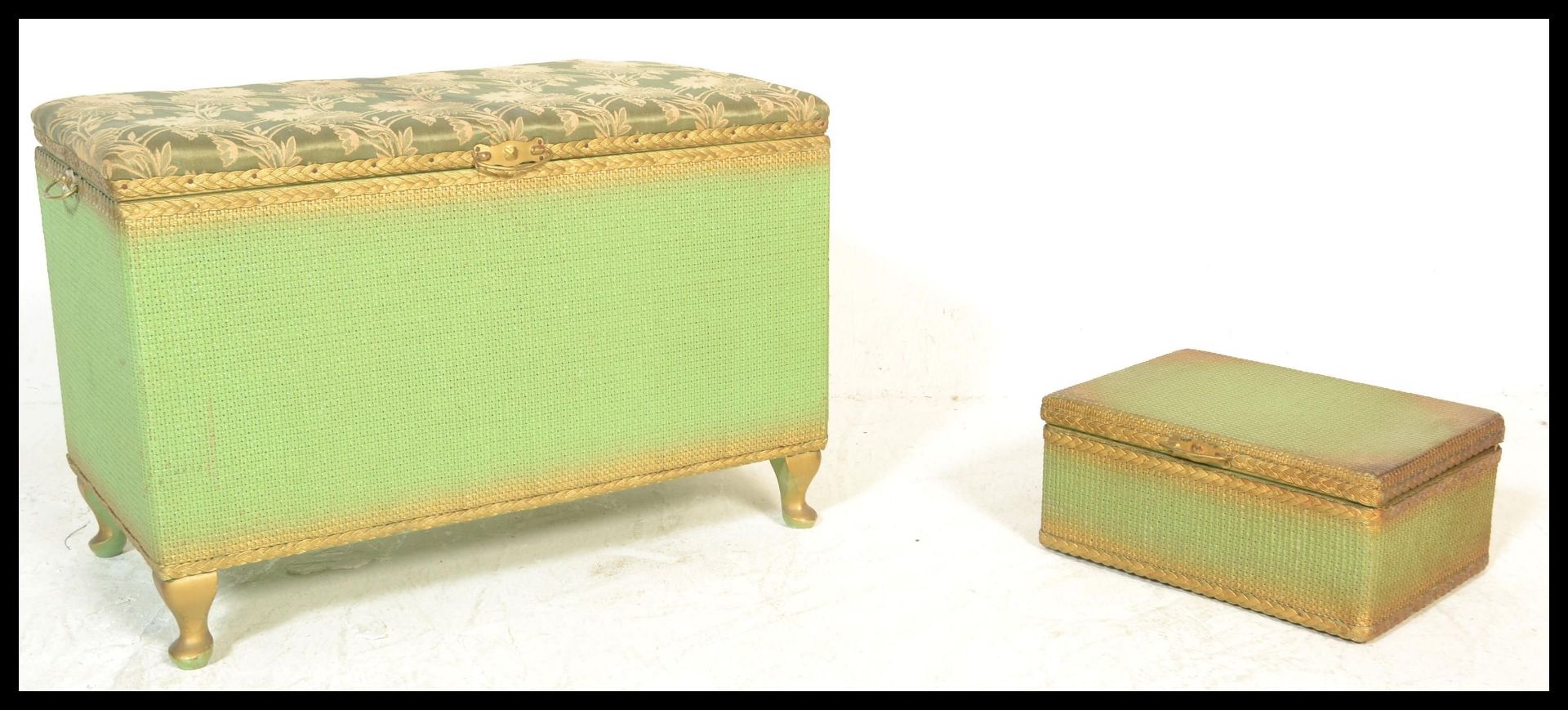 A vintage 20th Century Lloyd Loom Lusty style Ottoman blanket box chest, in the original colourway