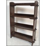 An late 19th Century Victorian antique oak industrial peg jointed ledger bookcase, having twin