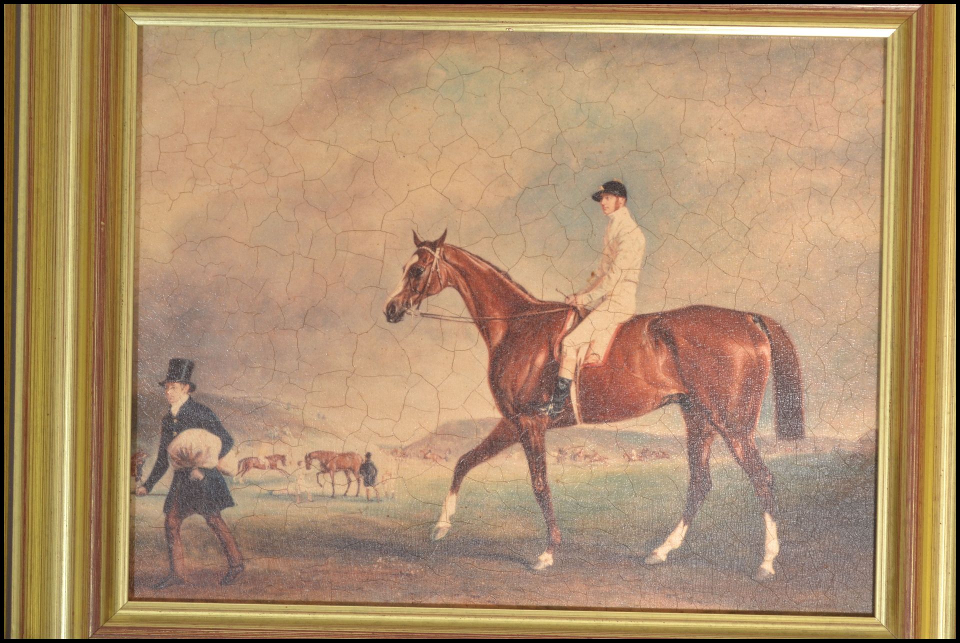 A group of three gilt framed equestrian prints depicting race horses and jockeys. Together with a - Bild 7 aus 9