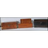 A group of 19th Century Victorian antique boxes comprising a coromandel wood ladies jewellery box of