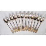 A collection of German silver teaspoons in the fiddle pattern by Schott. Marked Schott FD 13. Weight