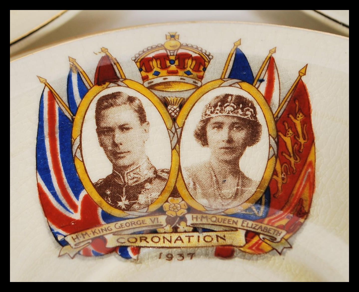 A set of six early 20th Century ceramic tea cup trio's commemorating the Coronation of George VI and - Image 7 of 11