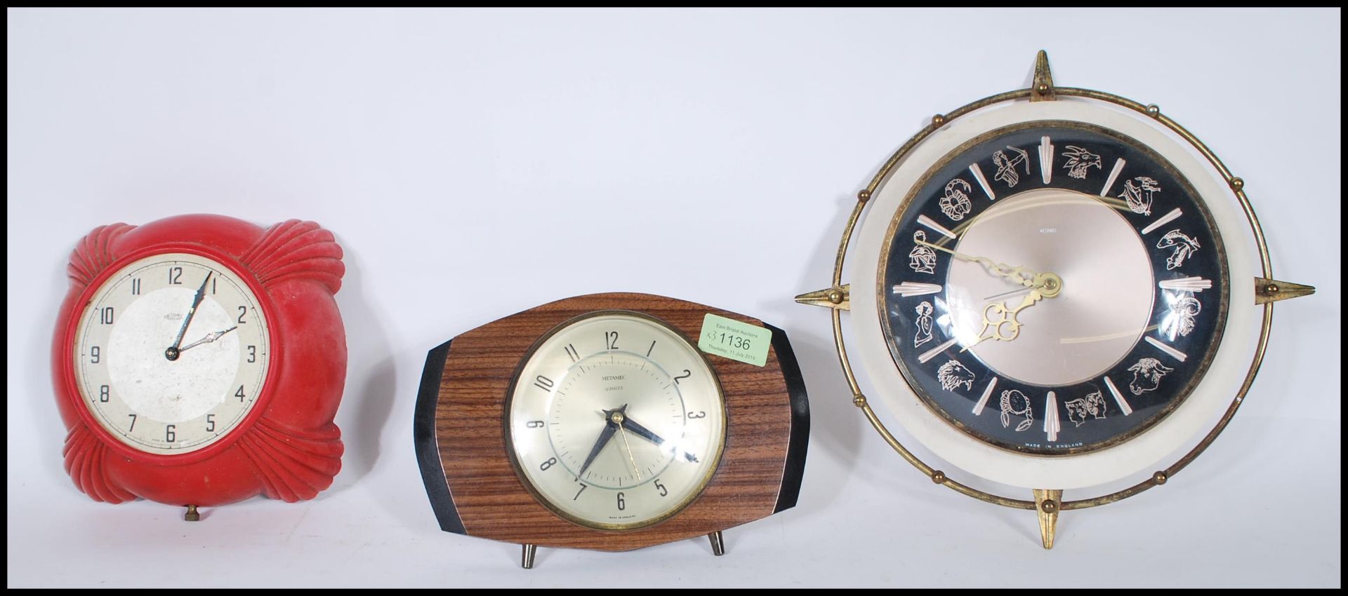 A group of three 20th Century retro clocks by Meta