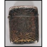 A 19th Century Victorian silver hallmarked chase engraved match vesta, Birmingham assay, dating to