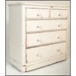 A Victorian 19th century painted shabby chic mahogany 2 over 3 chest of drawers. Raised on a