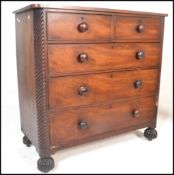 A 19th Century Victorian mahogany two over three chest of drawers, the drawers fitted with turned