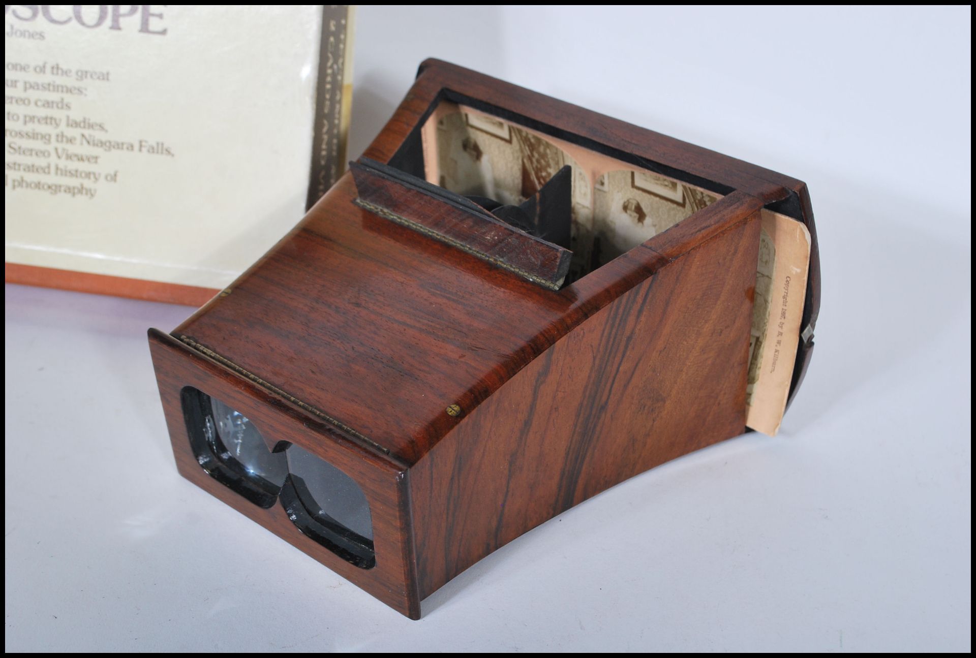 A late 19th Century Victorian rosewood 3D Stereoscope viewer together with a collection of slides - Image 2 of 10