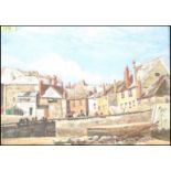 A 20th Century St. Ives oil painting by A. Inger of a Cornwall fishing village. Signed to bottom