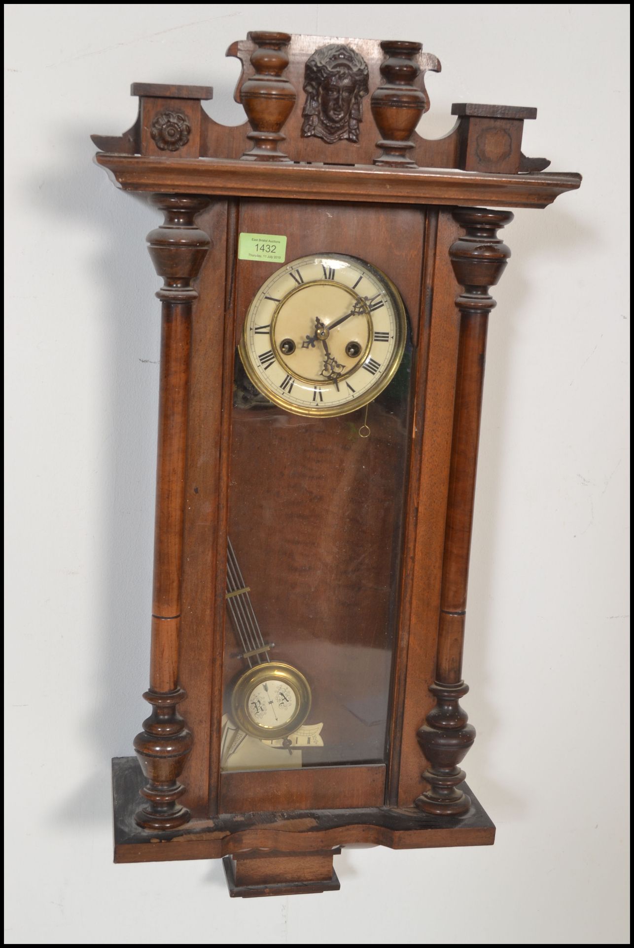 VIENNA REGULATOR WALL CLOCK, two train eight day movement, the round enamel dial with Roman - Bild 4 aus 5