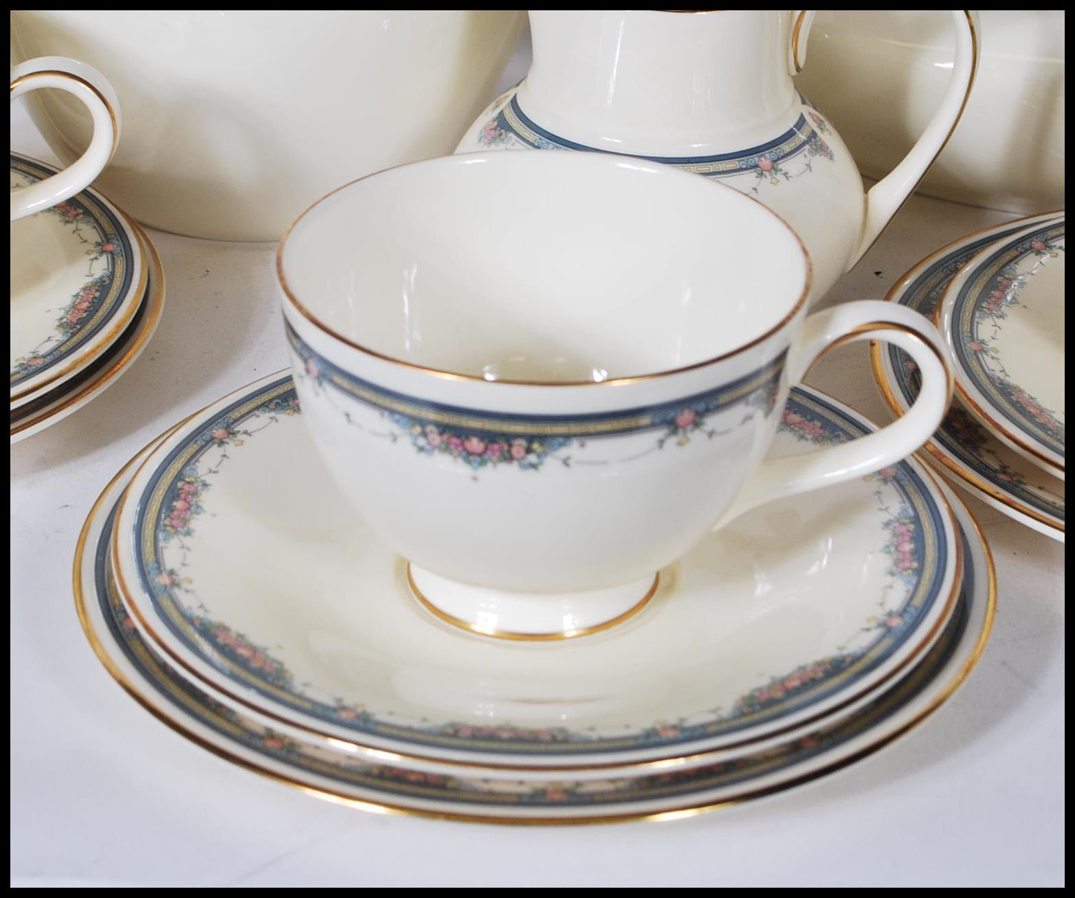 A 20th Century dinner and tea service by Royal Doulton in the Albany pattern having ivory white - Image 7 of 11