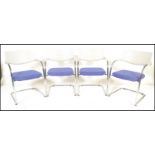 A set of 4 genuine Antonio Citterio for Vitra ' Visavis ' blue and white resin cast pierced back