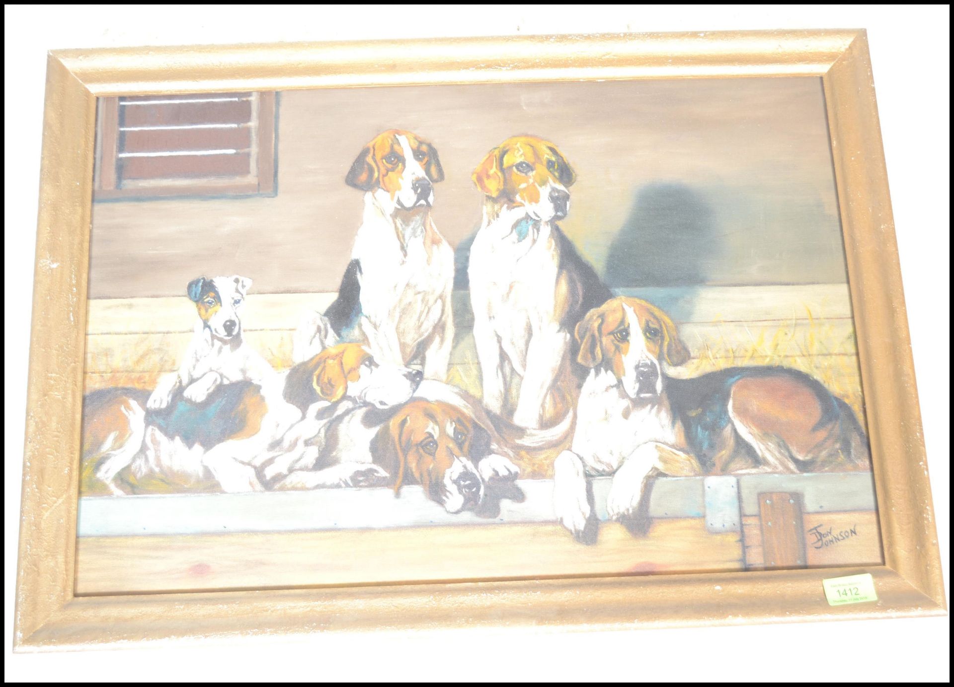 Don Johnson ( 20th century ) An oil on board study - painting diorama of a hound group being - Bild 3 aus 3