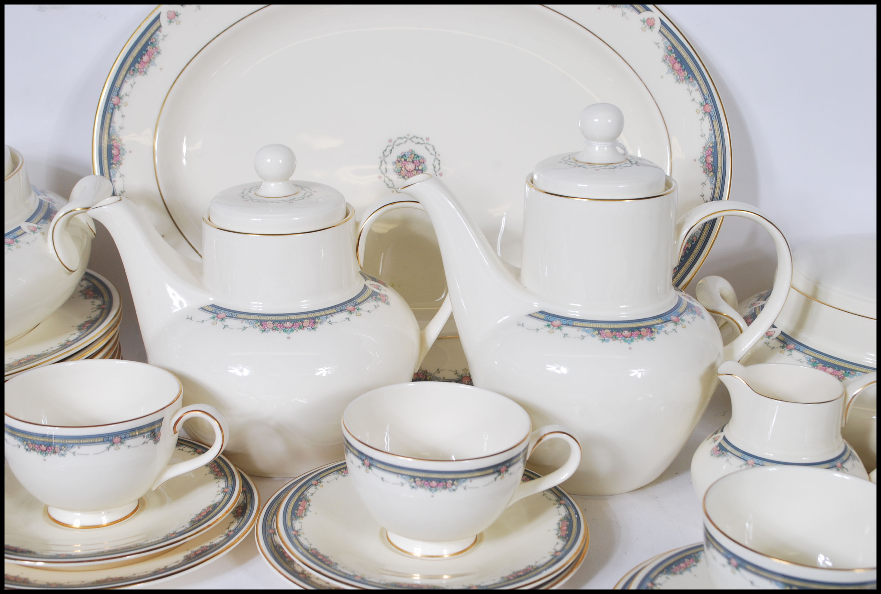 A 20th Century dinner and tea service by Royal Doulton in the Albany pattern having ivory white - Image 5 of 11