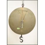 A Victorian brass and iron Salter`s Trade spring balance scale, circular brass register with iron