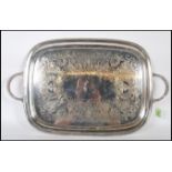 A large 20th Century silver plate / Alpha plate tray by Viners Chased having scroll and foliate