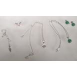 A collection of stamped 925 jewellery to include a demi parure necklace and earrings set with