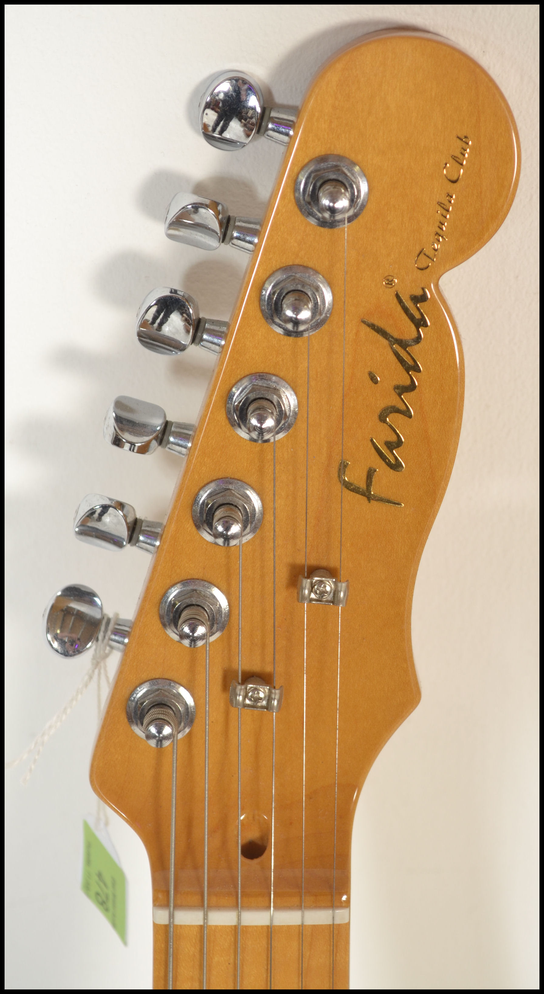 A six string electric guitar Telecaster style by Forida having maple neck and chrome tuning pegs - Image 2 of 5