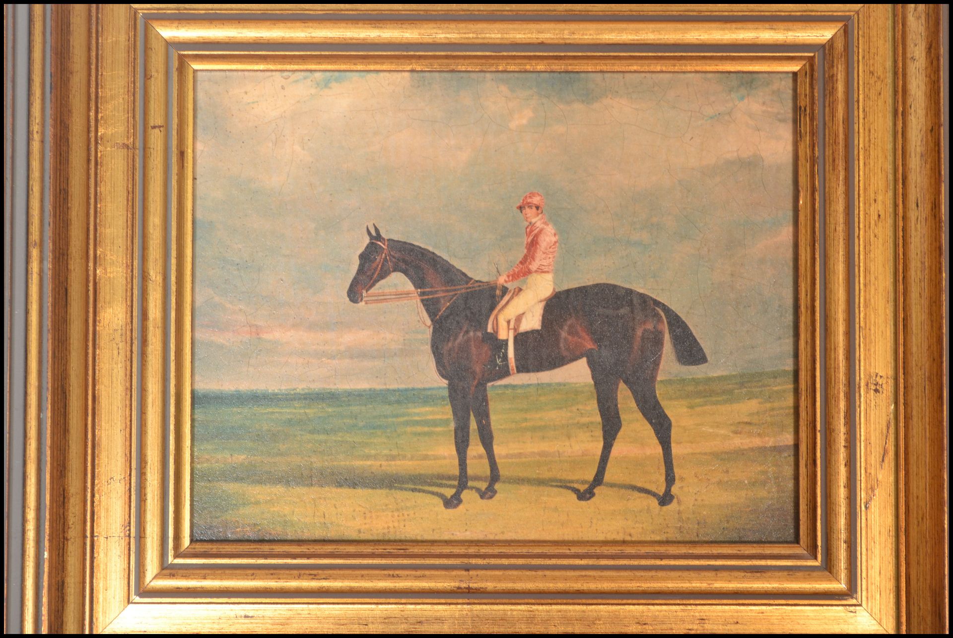 A group of three gilt framed equestrian prints depicting race horses and jockeys. Together with a - Bild 5 aus 9
