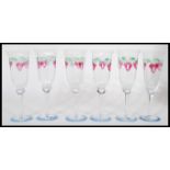 A Set of six 20th century Orrefors of Sweden Champagne -wine glass in the  'Maja ' pattern, being