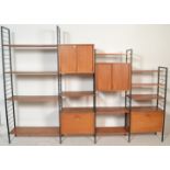 Staples - Ladderax - A 1970's retro vintage teak wood four bay modular wall shelving unit / room