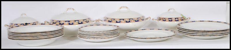 A 19th Century dinner service by Pountney and Co Ltd Bristol 1750 in the Cromer pattern having