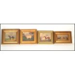 A group of three gilt framed equestrian prints depicting race horses and jockeys. Together with a