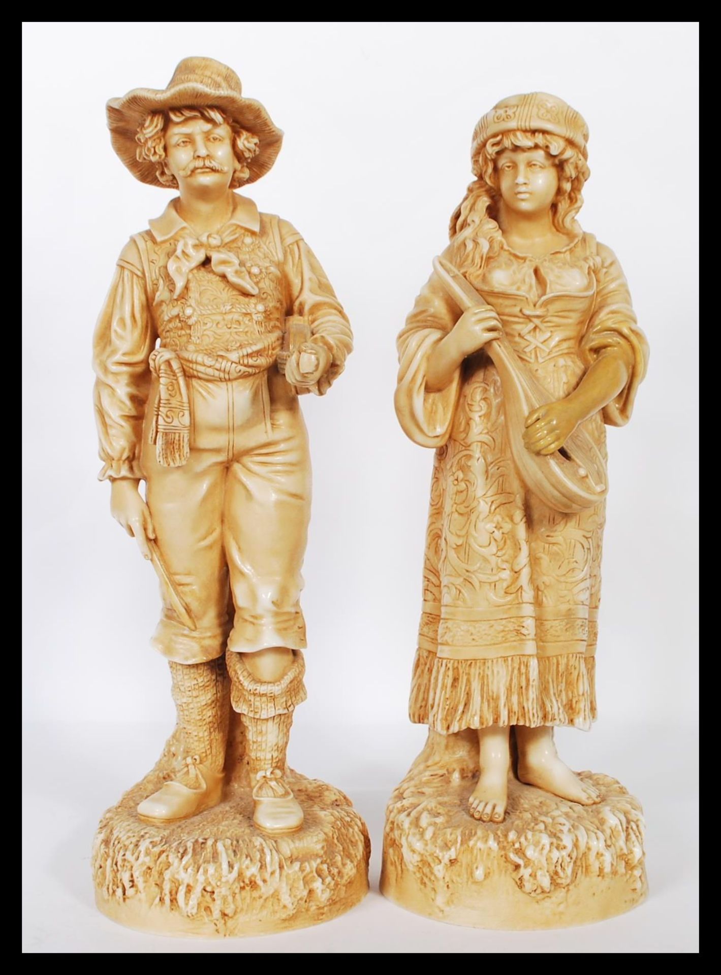 A Pair of 19th century parian Robinson and Leadbeater gypsy musicians identical to those owned by