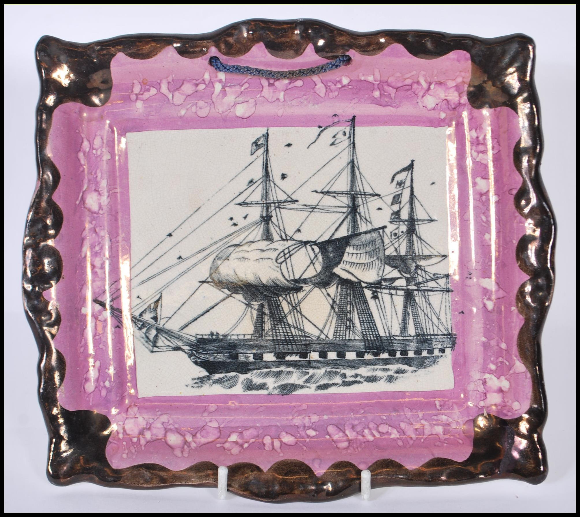 A 19th Century Sunderland pink Lustre rectangular