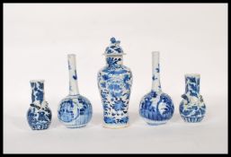 A group of 19th Century Japanese small blue and white ceramics to include a temple jar with a