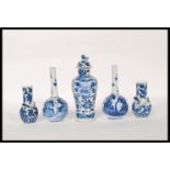 A group of 19th Century Japanese small blue and white ceramics to include a temple jar with a