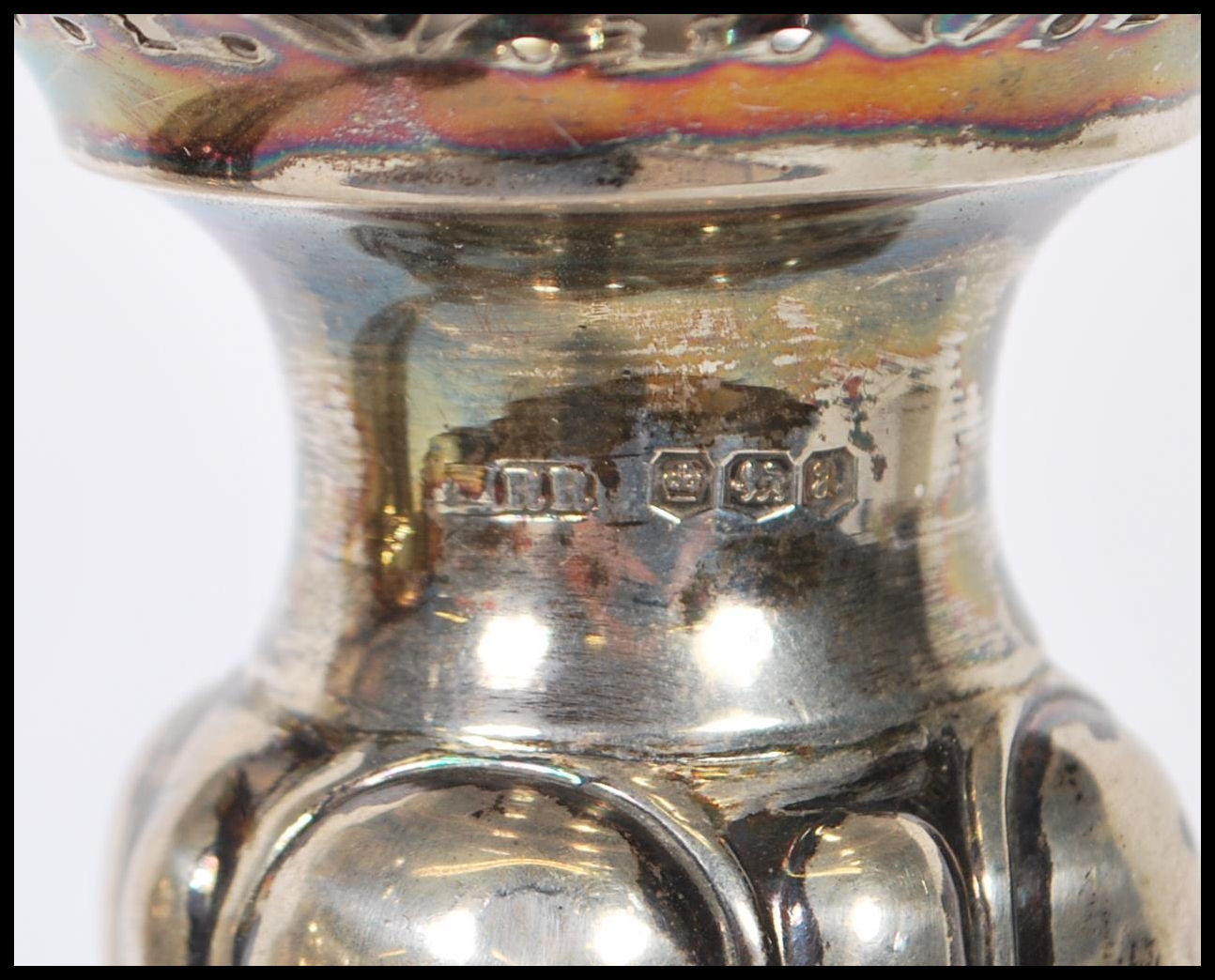 A pair of early 20th Century Art nouveau silver hallmarked spill vases of tapering form having - Image 7 of 9