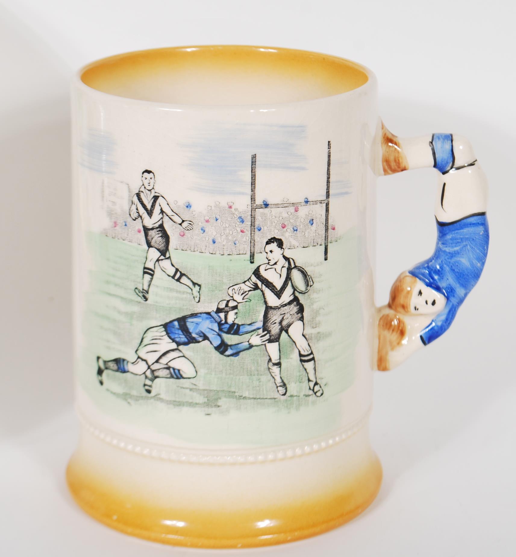 A mid 20th Century Arthur Wood Royal Bardwell ceramic tankard depicting Rugby players with the - Image 5 of 9