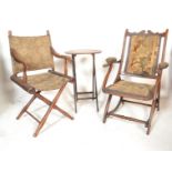 Two late 19th early 20th Century folding mahogany folding campaign - steamer chairs of good
