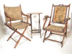 Two late 19th early 20th Century folding mahogany folding campaign - steamer chairs of good