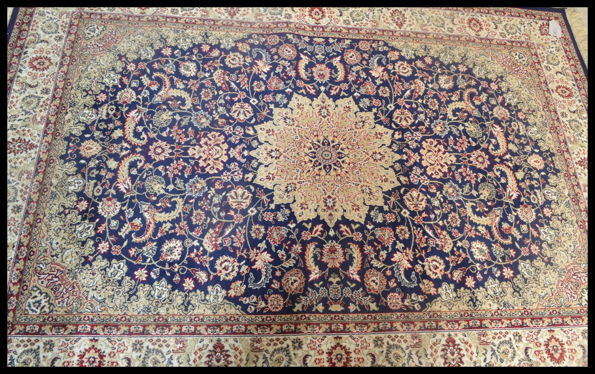 A large Persian floor carpet Keshan rug having a b - Image 2 of 3