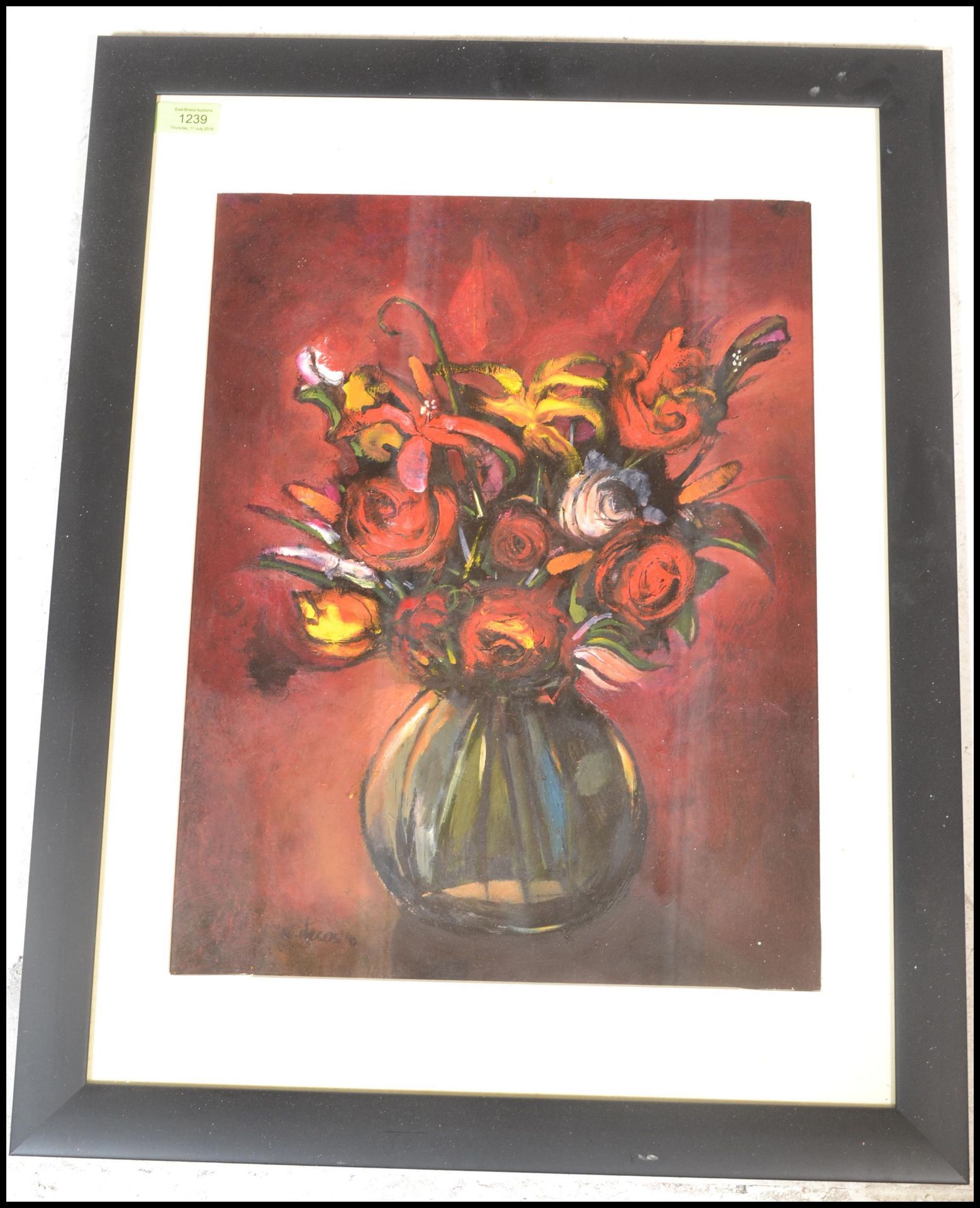 De Castro - a 20th Century oil on canvas painting depicting a bouquet of roses in a bulbous from - Bild 2 aus 4