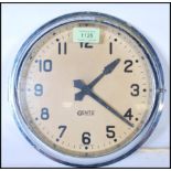 A vintage shop / factory Industrial Gent's of Leicester wall clock having a cream white face with an