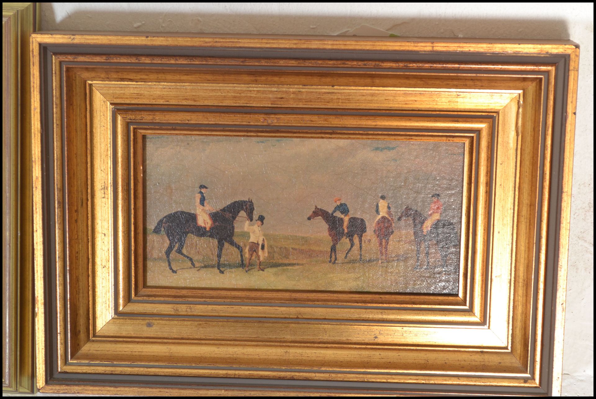 A group of three gilt framed equestrian prints depicting race horses and jockeys. Together with a - Bild 4 aus 9