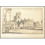 Murray Stewart - An early 20th Century etching on paper depicting a British church and grave yard