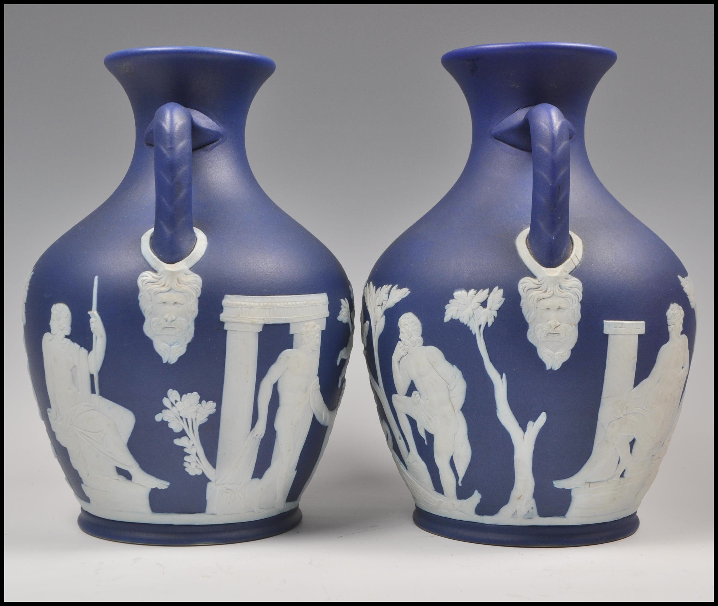 VICTORIAN WEDGWOOD PORTLAND JASPERWARE VASES - Image 2 of 13