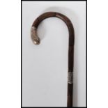 A early 20th Century bamboo walking stick cane hav